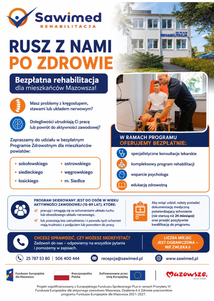 Bezpłatny Program Zdrowotny Rusz z Nami po Zdrowie!